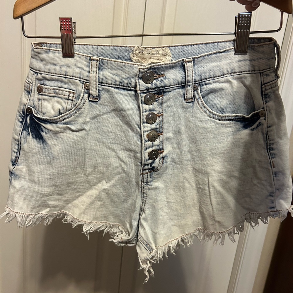 Altar'd State Light Blue Frayed Jean Shorts